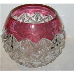 Old Vintage Cranberry Glass Candle holder bowl #2030809