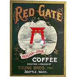 old vintage 1910s RED GATE SEATTLE coffee SIGN #2030813