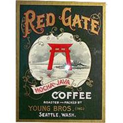 old vintage 1910s RED GATE SEATTLE coffee SIGN #2030813