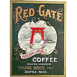 old vintage 1910s RED GATE SEATTLE coffee SIGN #2030866