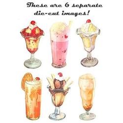 6 vintage Die Cut Ice Cream Image Signs  #2030909