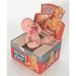 WETTING Baby Bisque DOLL in box ~ old vintage #2030930