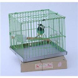 old vintage CARNIVAL GREEN METAL BIRD CAGE #2030944