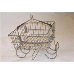 1930s Antique Miner's Basket ~ Galvanized Steel#2030954