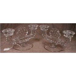 Fostoria AMERICAN Candlesticks PAIR - 2 lite  #2031121