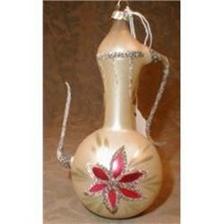 Coffee Pot CHRISTMAS Ornament Glass VINTAGE #2031231