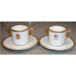 LIMOGES Indian HEAD Demi Cups+Sau (2) HAVILAND #2031243