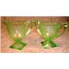 Image 1 : HORSESHOE Creamer SUGAR Set GREEN Indiana GLASS#2031265