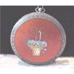 Ladies Orange enamel floral compact #2031444