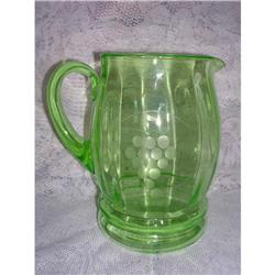 Charming Green Depression Glass 2 Quart Pitcher#2031569