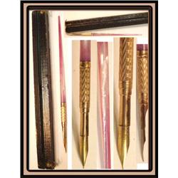 19th century PINK Victorian Dip quill pen &case#2031573