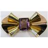 Image 1 : Pin Sterling Bow c1940 Gold Wash Amethyst Color#2031719