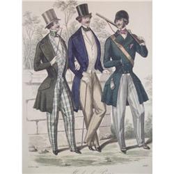 Antique hand colored   men's fashion print #2031729