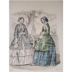 Antique hand colored  fashion print #2031739