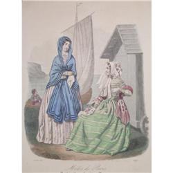 Antique hand colored   fashion print #2031740