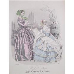Antique hand colored  fashion print #2031742