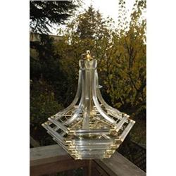 Lucite & Brass Chandelier  #2031827