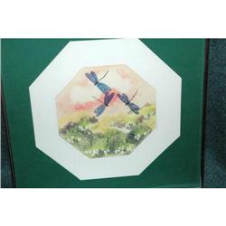 Octagonal Dragonfly Water Color Painting Signed#2031830