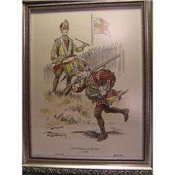 Framed Pen and Ink "48th Regiment of Foot 1755"#2031987