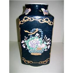 Navy Blue Polychrome Chinese Vases  #2032105