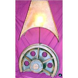 Rustic  wood wheel   table lamp #2032227
