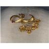Image 1 : Estate 14K YG Yellow Gold Ruby Floral Brooch  #2055152