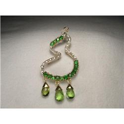 14K YG Diamond Green Garnet Peridot Pendant #2055204