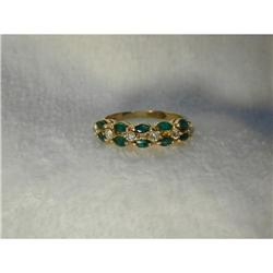 Estate 14K YG Diamond Emerald Stacking Ring #2055213