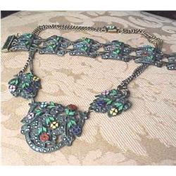 Czech enamel and marcascite set of jewels #2055240