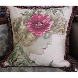 Art Nouveau pillow with a beauty & a poppy #2055242