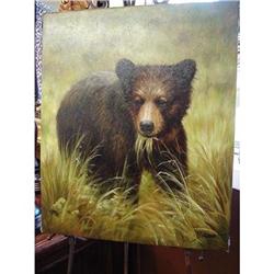 ARTIST SIGNED BEAR CUB OIL CANVAS PAINTING #2055456