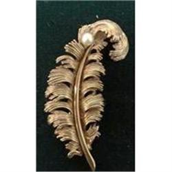 BOUCHER LARGE BROOCH - GOLD FEATHER #2061933