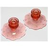 Image 1 : Lancaster Glass Pink Wheel Cut Candlesticks #2062286