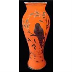 Orange & Black Decorated Tango Glass Vase #2062329