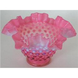 Fenton Cranberry Opalescent Hobnail Glass Bowl #2062384