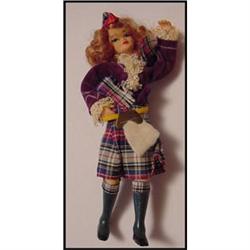 Doll  Rubber Scottish Flagg Girl Purple 1950s #2075576