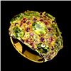 Image 2 : Natural Peridot Rhodolite Sapphire Ring