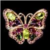 Image 1 : Natural Peridot Ch-Diopside Garnet Butterfly  Ring