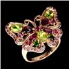 Image 2 : Natural Peridot Ch-Diopside Garnet Butterfly  Ring