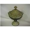 Image 1 : Vintage 9" Lidded Green Hobnail Pedestal Bowl #2013475
