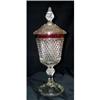 Image 1 : old vintage RUBY FLASH DIAMOND POINT candy dish#2013696