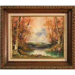 Fall Colors by Stream by S. Delong- oil on #2027394