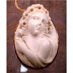 Hard STONE Cameo PIN High Relief 14k Gold #2028013