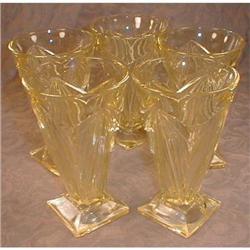 Pyramid YELLOW Glass Tumblers -5- VINTAGE #2028032