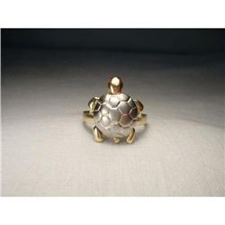 14K Tri Color Gold Ruby Movable Turtle Ring #2028111