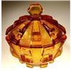 Image 1 : CZECH CUBIST (CUBISM) LIDDED TOPAZ GLASS BOWL #2044080