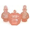 Image 1 : Pink Depression Glass Perfume Bottle Vanity Set#2044146