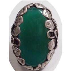 NOUVEAU STERLING Chrysoprase DECO RING #2061516