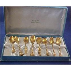 Boxed Set 8 Sterling Gold Harlequin Spoons #2073789