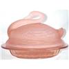 Image 1 : Sowerby Pink Pressed Glass Swan Butter Dish #2073957